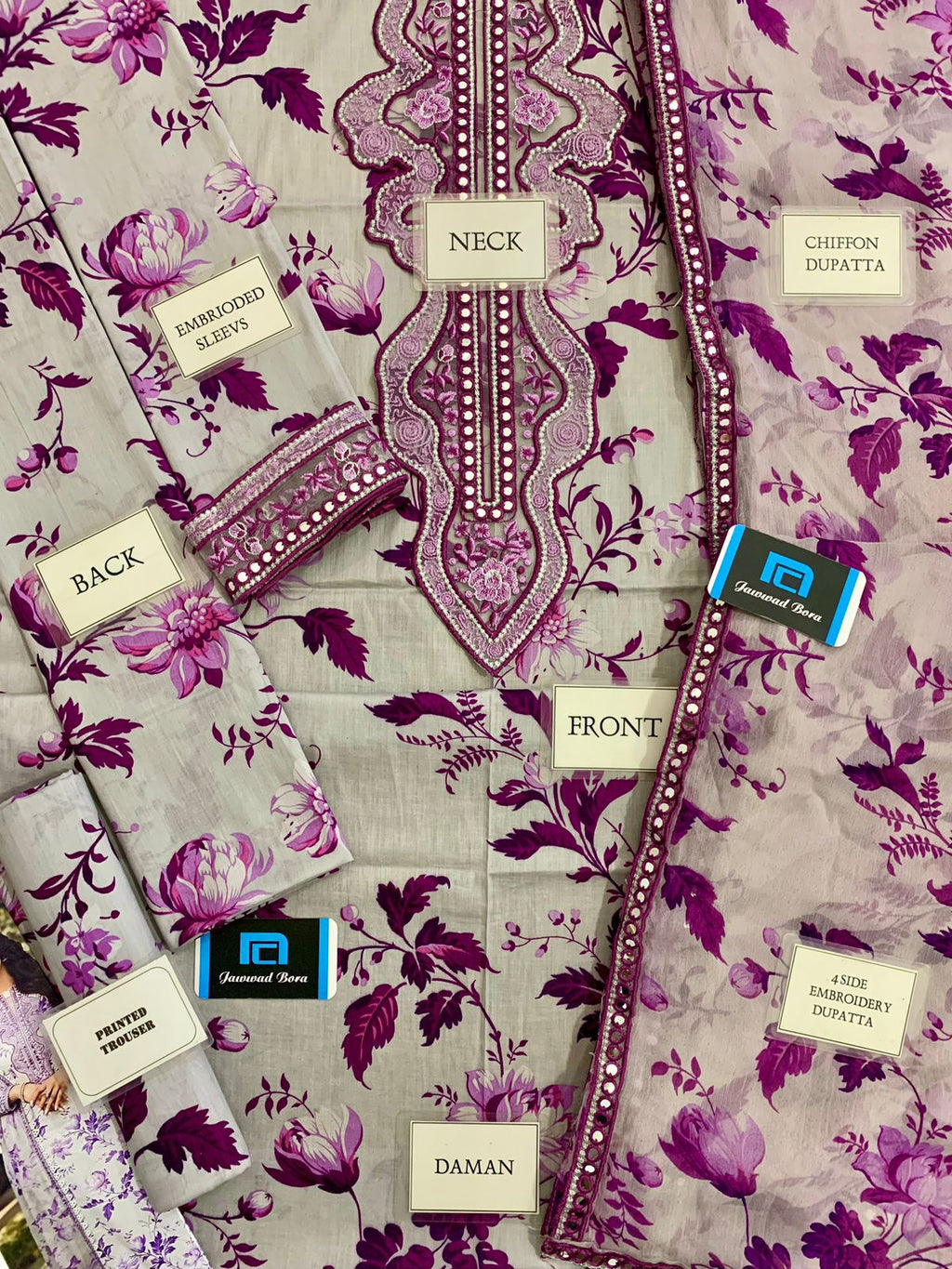 ANEELAS UNSTITCHED 3PCS LAWN PATCHES