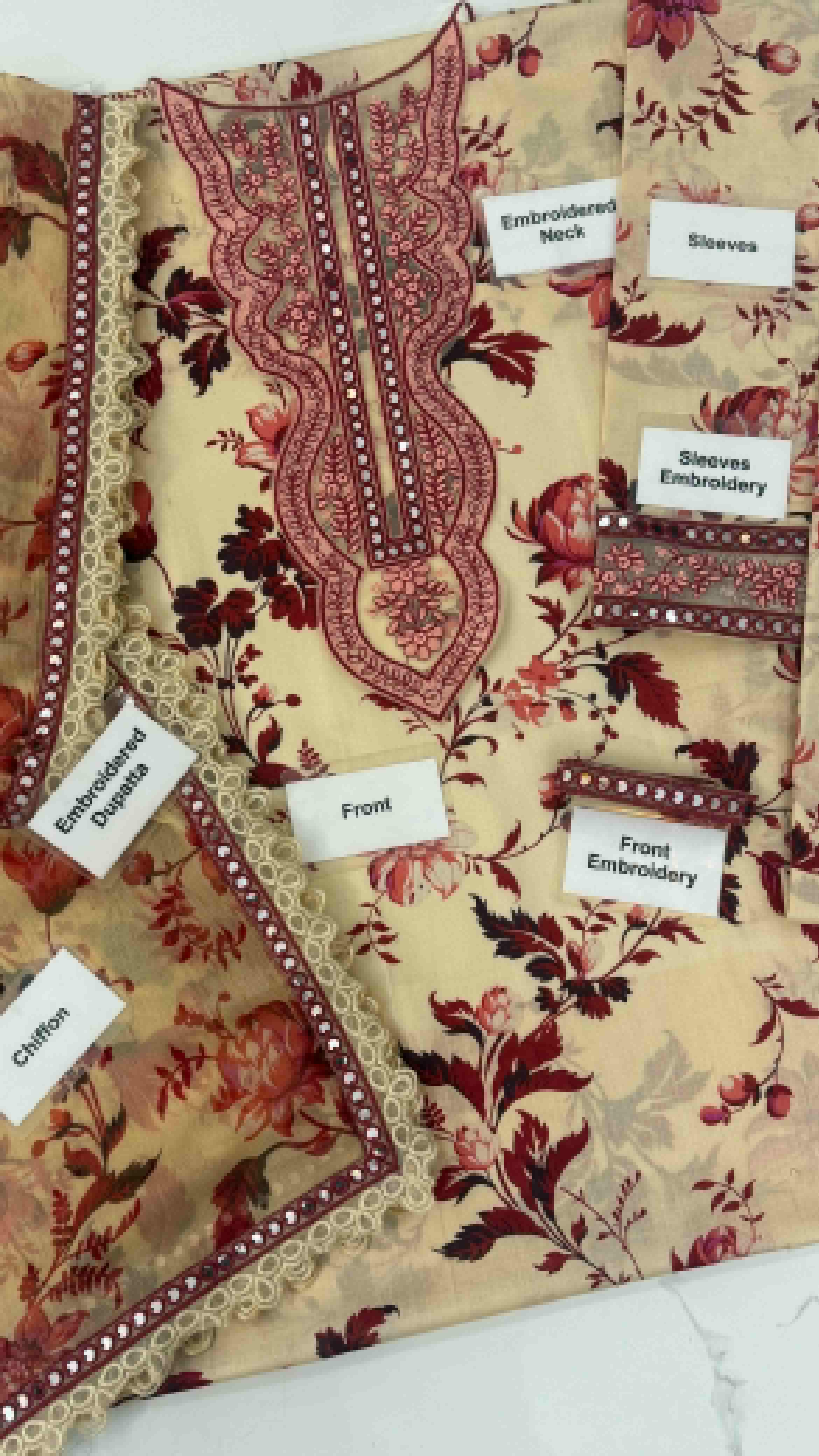 ANEELAS UNSTITCHED 3PCS LAWN PATCHES