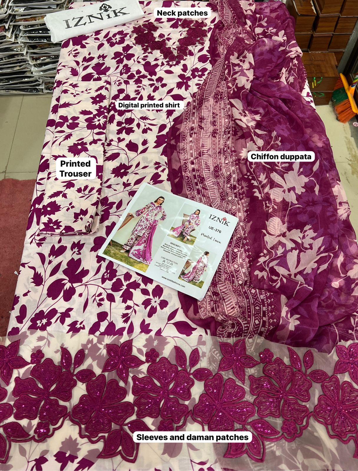 IZNIK UNSTITCHED 3PCS LAWN PATCHES